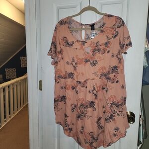 Torrid Peach Floral Blouse